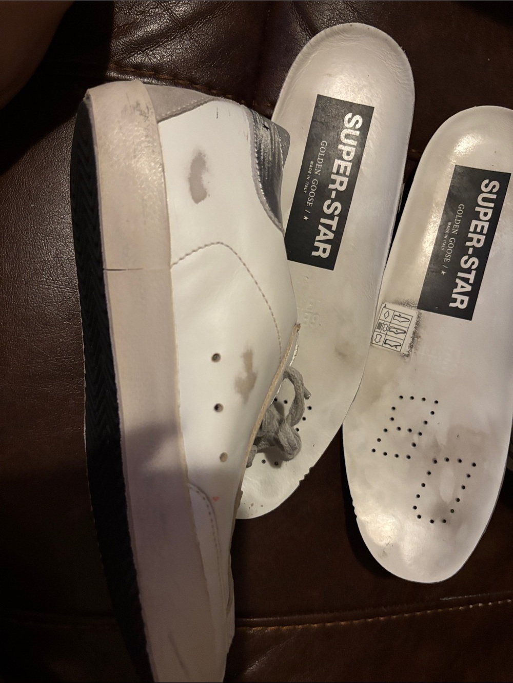 Golden Goose White Sneakers with Gray Star Accent - Picture 12 of 13